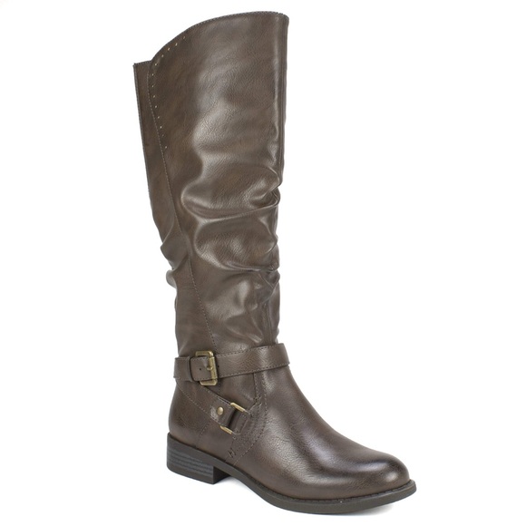 White Mountain Shoes - White Mountain Women’s ‘Layton’ Wide Calf Heeled Boots Khaki Green Color Size 9